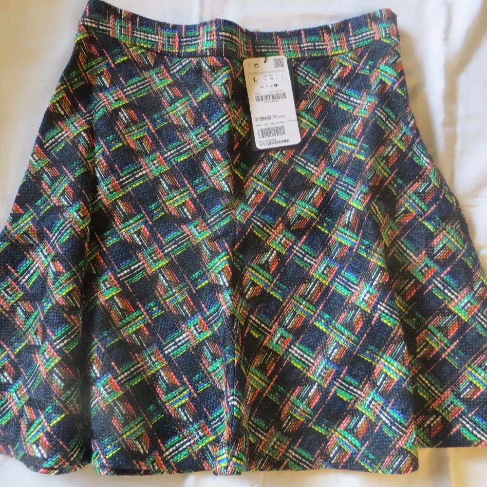 Zara Plaid Woven Skirt Medium